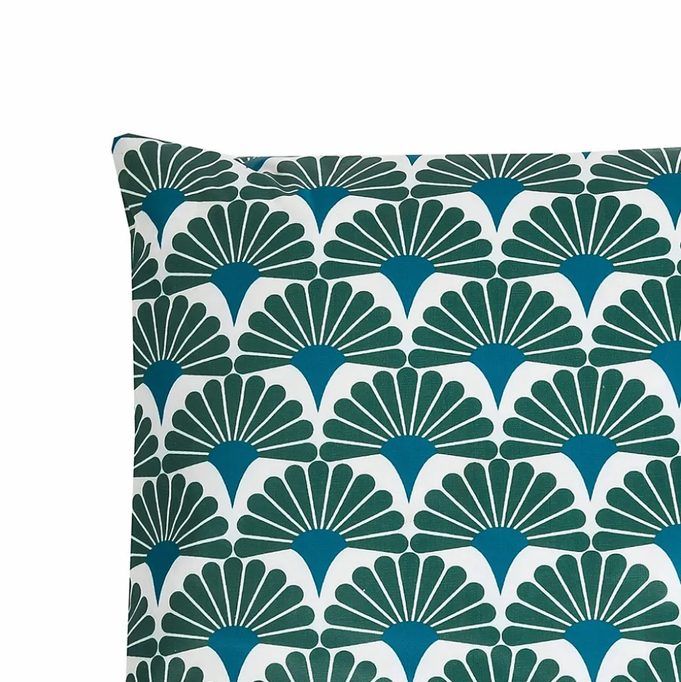 Coussin d'extérieur carré imperméable motifs jacquard bleu L.45 x l.45cm Deco&co