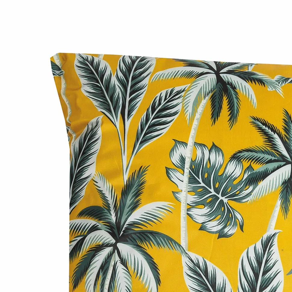 Coussin d'extérieur carré imperméable imprimé jungle jaune et vert L.45 x l.45cm Deco&co