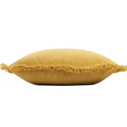 Coussin déhoussable à franges (45x45 cm - Jaune)