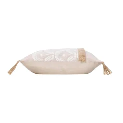 Coussin déhoussable à pompons "Bahina" - 40x40cm - Naturel