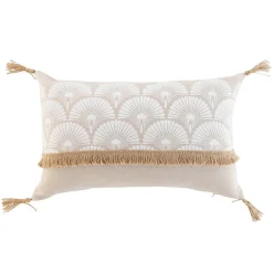 Coussin déhoussable à pompons 