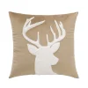 Coussin Déhoussable 45 x 45 cm - Velours Uni & Imitation Fourrure - Motif Cerf - 45x45cm - Sable