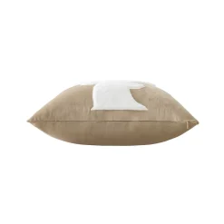 Coussin Déhoussable 45 x 45 cm - Velours Uni & Imitation Fourrure - Motif Cerf - 45x45cm - Sable