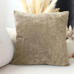 Coussin déhoussable en velours (40x40 cm - Naturel)