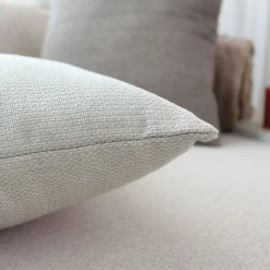 Coussin déhoussable en velours chenillé (40x40 cm - Ecru)
