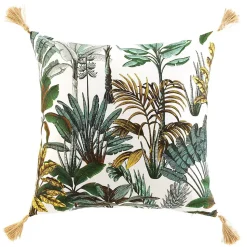 Coussin déhoussable imprimé feuillage (50x50 cm - Multicolore)