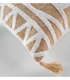 Coussin déhoussable pompons 30x50cm - 30x50cm - Blanc