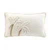 Coussin déhoussable tufté motif palmier - 30x50cm - Ecru