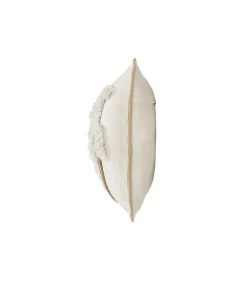 Coussin déhoussable tufté motif palmier - 30x50cm - Ecru