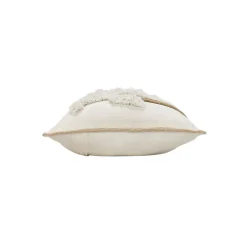 Coussin déhoussable tufté motif palmier - 30x50cm - Ecru