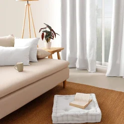 Coussin déhoussable uni en coton (60x60 cm - Blanc)