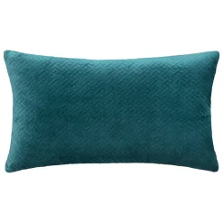 Coussin Dolce - velours embossé - bleu canard 38x58 cm - Atmosphera