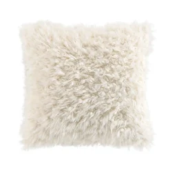 Coussin doux en imitation fourrure avec housse amovible (45x45 cm - Naturel)