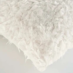 Coussin doux en imitation fourrure avec housse amovible (45x45 cm - Naturel)