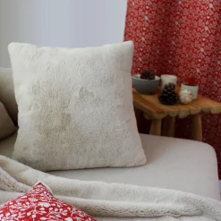 Coussin effet fourrure 40x40cm - 40x40cm - Beige