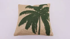 Coussin effet paille feuilles de palmier beige, vert L.40 x l.40cm Ornami