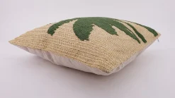 Coussin effet paille feuilles de palmier beige, vert L.40 x l.40cm Ornami