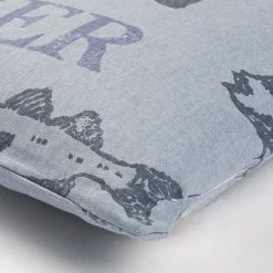 Coussin en coton motifs pêches et poissons bleu 38x38