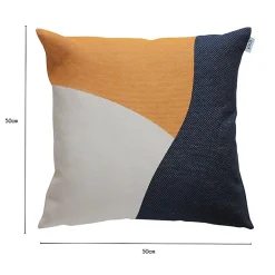 Coussin en coton recyclé bleu navy, blanc et tangerine 50 x 50 cm