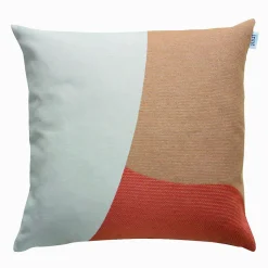 Coussin en coton recyclé terracotta, blanc et ambre 50 x 50 cm