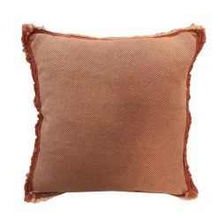 Coussin en coton tressé à franges terracotta L.45 x l.45cm Ornami