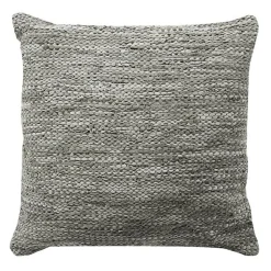Coussin en cuir tressé beige naturel 45x45