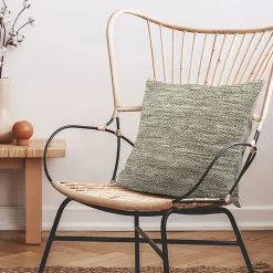 Coussin en cuir tressé beige naturel 45x45