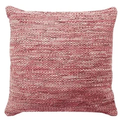 Coussin en cuir tressé rose poudré 45x45