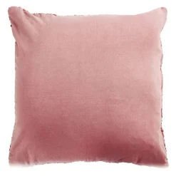 Coussin en cuir tressé rose poudré 45x45