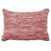 Coussin en cuir tressé rose poudré 60x40