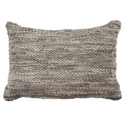 Coussin en cuir tressé taupe 60x40