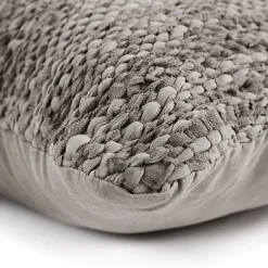 Coussin en cuir tressé taupe 60x40