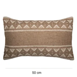 Coussin en jute Halus GoodHome L.50 x l.30 cm marron beige