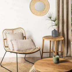 Coussin en lin, bords effilés 'Deko&co'