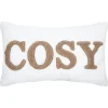 Coussin en polaire avec message brodé "Cosy" (30x50 cm - Ecru)