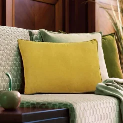 Coussin en suédine jaune 60x40