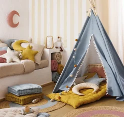 Coussin enfant Berlingot nuage - coton - jaune ocre - 45x28 cm - Atmosphera