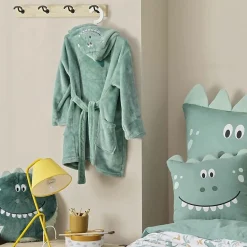 Coussin enfant dino - 40x40cm - Bleu canard