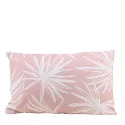 Coussin exterieur en tissu fleuri rose 30x50cm
