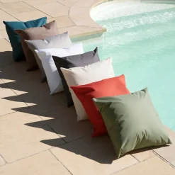 Coussin extérieur imperméable et déhoussable MINORQUE (40x40 cm - Blanc)