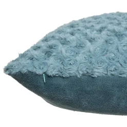 Coussin fourrure bouclé bleu orage - 45x45 cm - Atmosphera