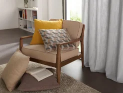 Coussin GoodHome Pahea coloris naturel 45 x 45 cm
