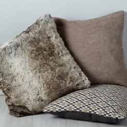 Coussin GoodHome Pahea marron 45 x 45 cm