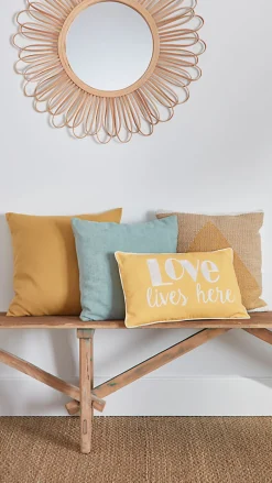 Coussin GoodHome Taowa jaune 50 x 50 cm