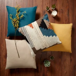 Coussin GoodHome Taowa jaune 50 x 50 cm