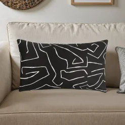Coussin Halia noir et blanc L.50 x l.30 cm