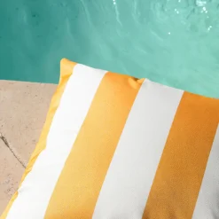 Coussin imperméable déhoussable à rayures ARCACHON (70x70 cm - Jaune)
