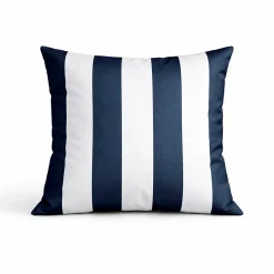 Coussin imperméable déhoussable à rayures ARCACHON (50x50 cm - Bleu Foncé)