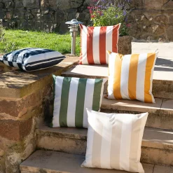 Coussin imperméable déhoussable à rayures ARCACHON (50x50 cm - Bleu Foncé)