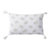 Coussin imprimé double gaze blanc taupe 30x50